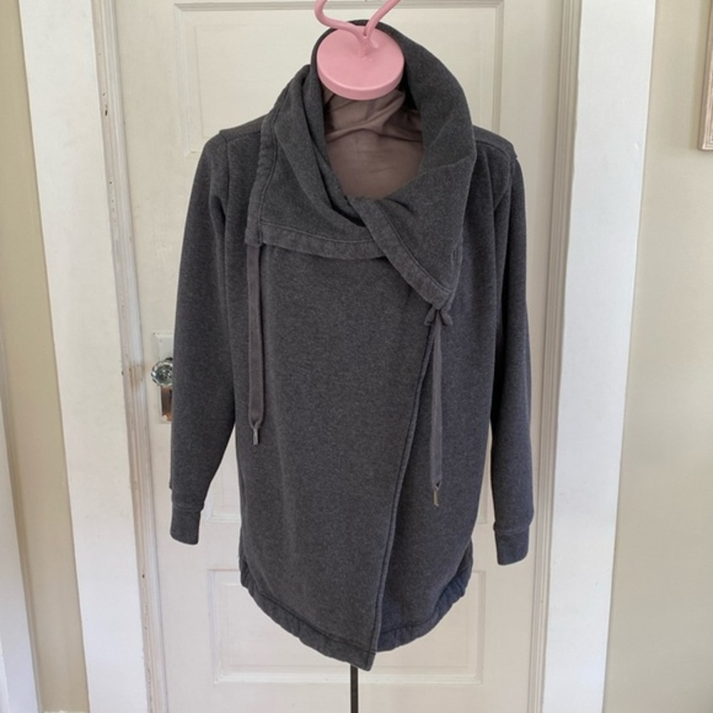 Zella Medium Grey Fleece‎ Lined Cowl Neck Sweatshirt Jacket Medium